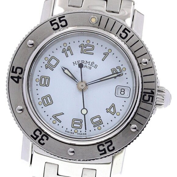 HERMES Clipper diver Date White Dial Quartz Ladies Watch_835134 - Picture 1 of 7